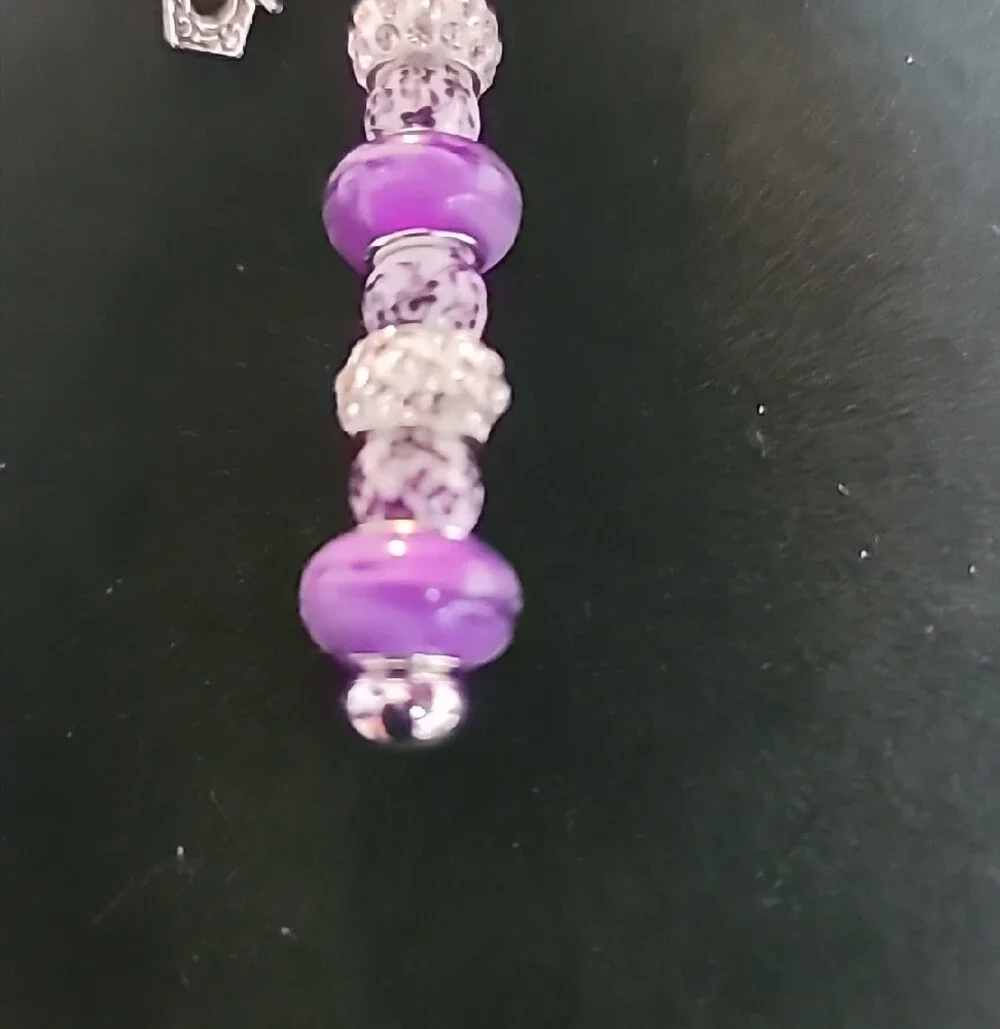 Purple Drop Bead Keychain- Birdhouse Charm